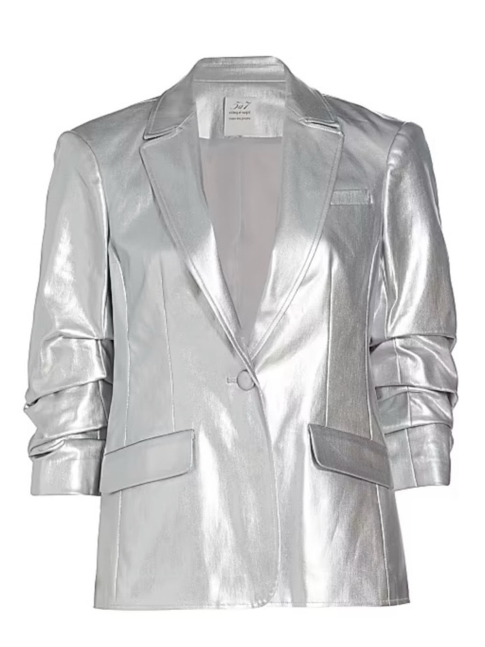 cinq a sept Silver Metallic Foiled Khloe Blazer Silver